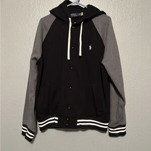 Ralph Lauren Men's Black and Gray Varsity Jacket